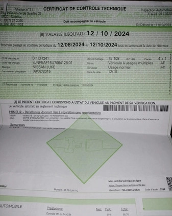 Nissan Juke cena 39800 przebieg: 76000, rok produkcji 2015 z Czyżew małe 596